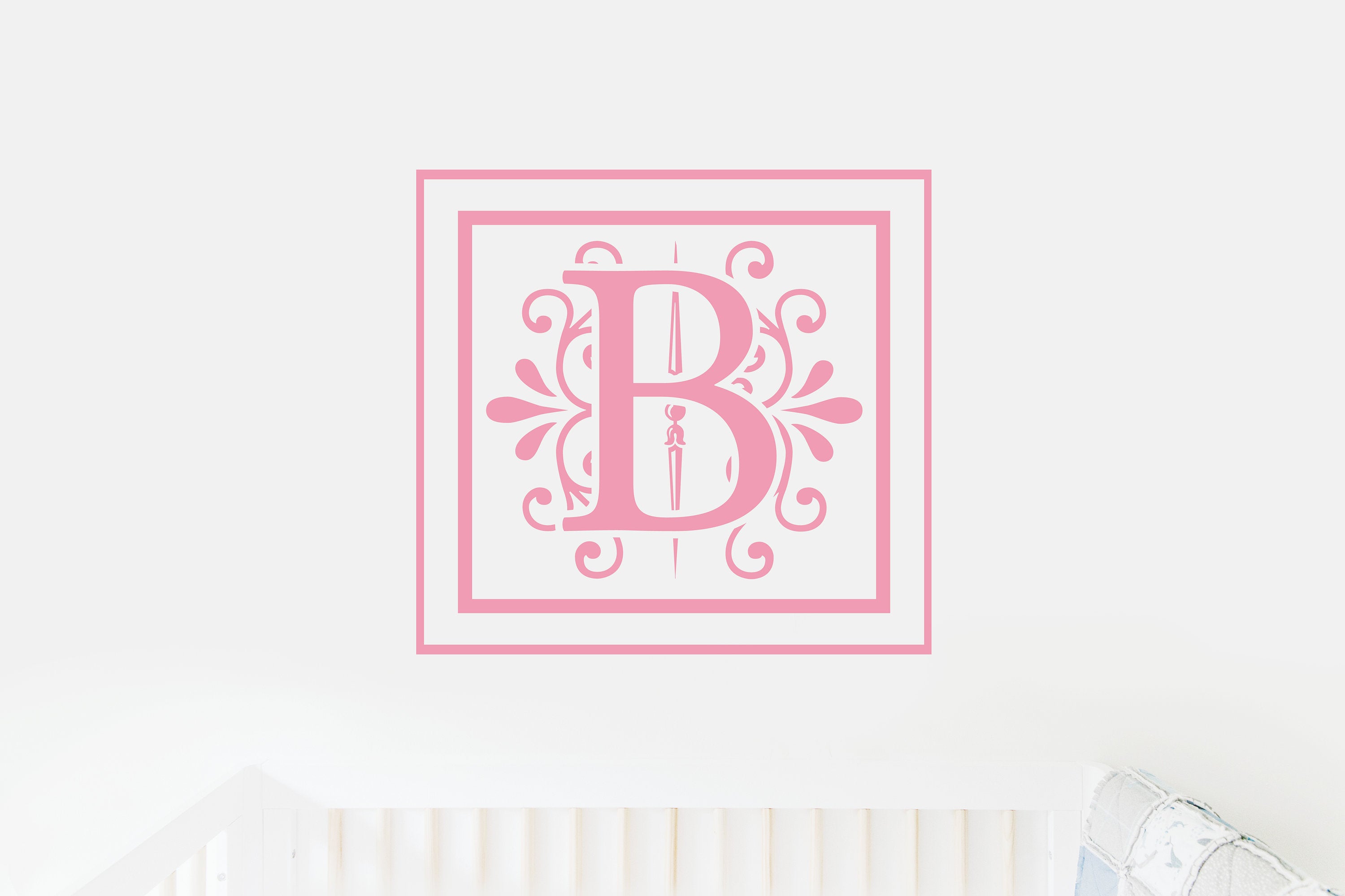 Monogram B Decal - Sticky Vinyl for Walls, Living Room, Nursery, Toddler Room, Crib, Kid's Room, Door Decor,