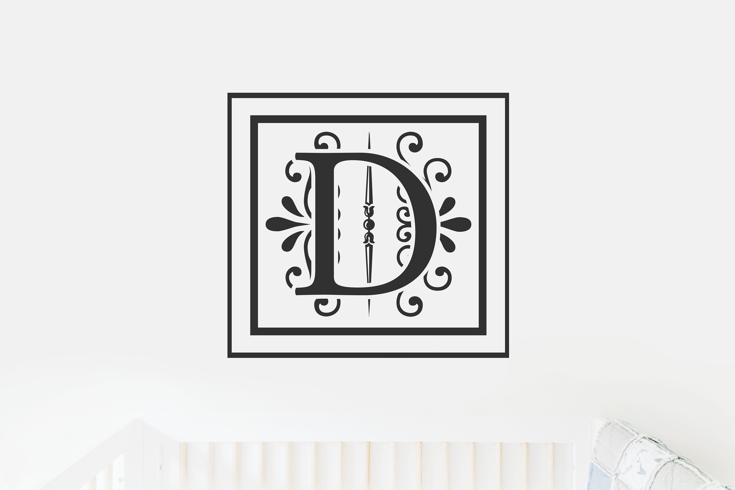 Monogram D Vinyl Decal for Walls, Nursery, Toddler Room, Crib, Kid's Room, Door Decor,