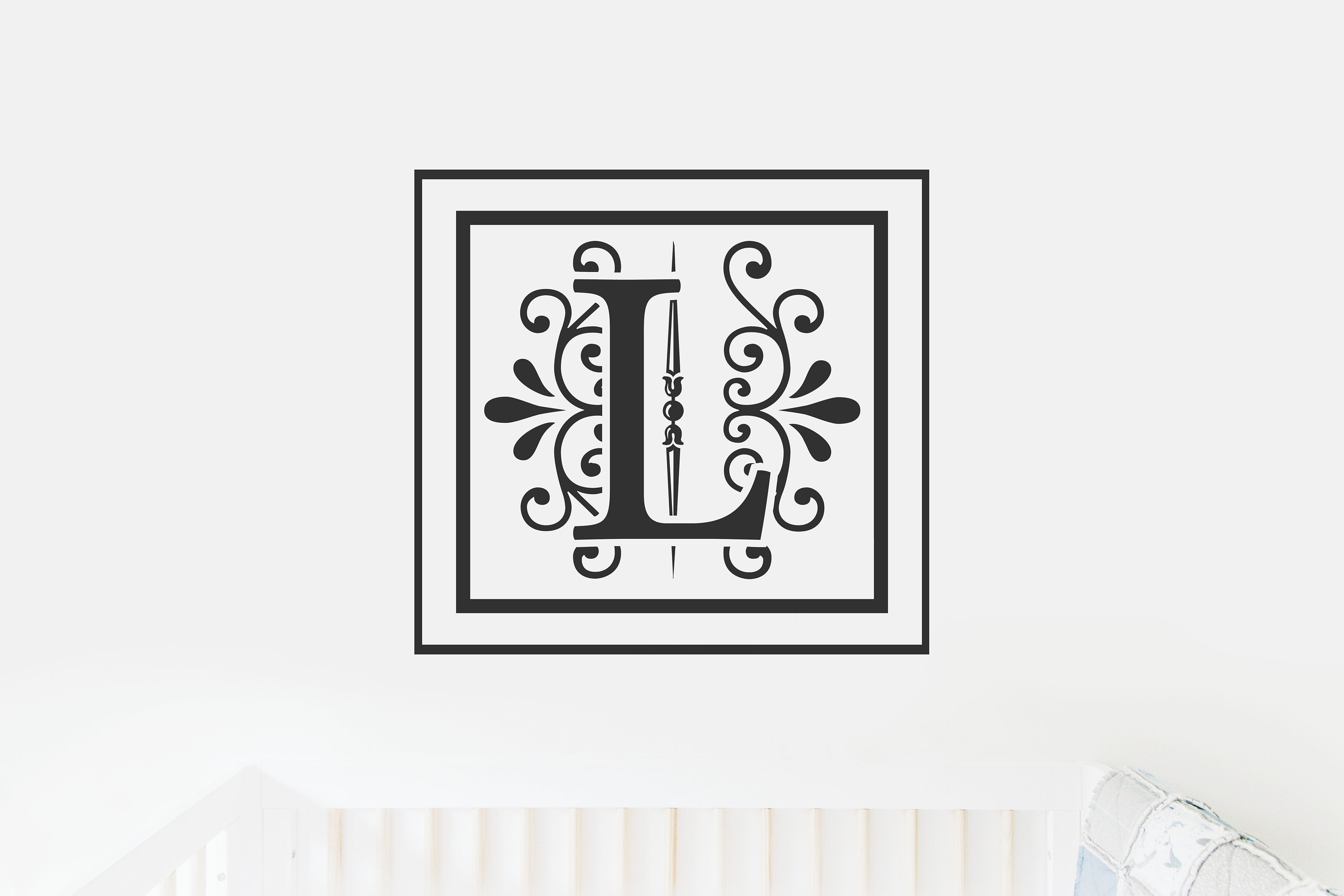 Monogram L Vinyl Decal for Wall Decor, Nursery, Toddler Room, Crib, Kid's Room, Door Decor,