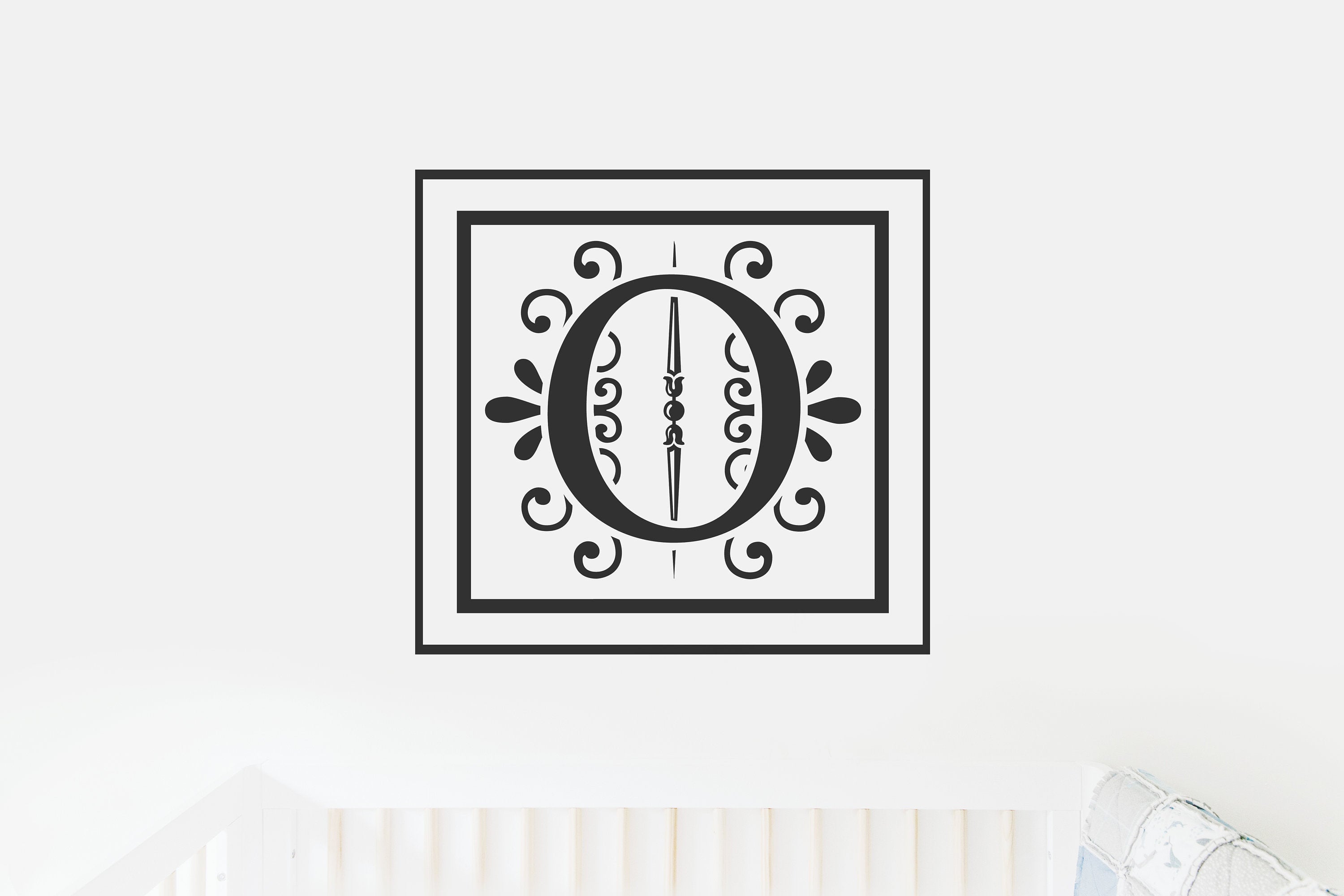 Letter O Monogram Decal - Sticky Vinyl Sign for Wall Decor, Nursery, Toddler Room, Crib, Kid's Room, Door Decor,