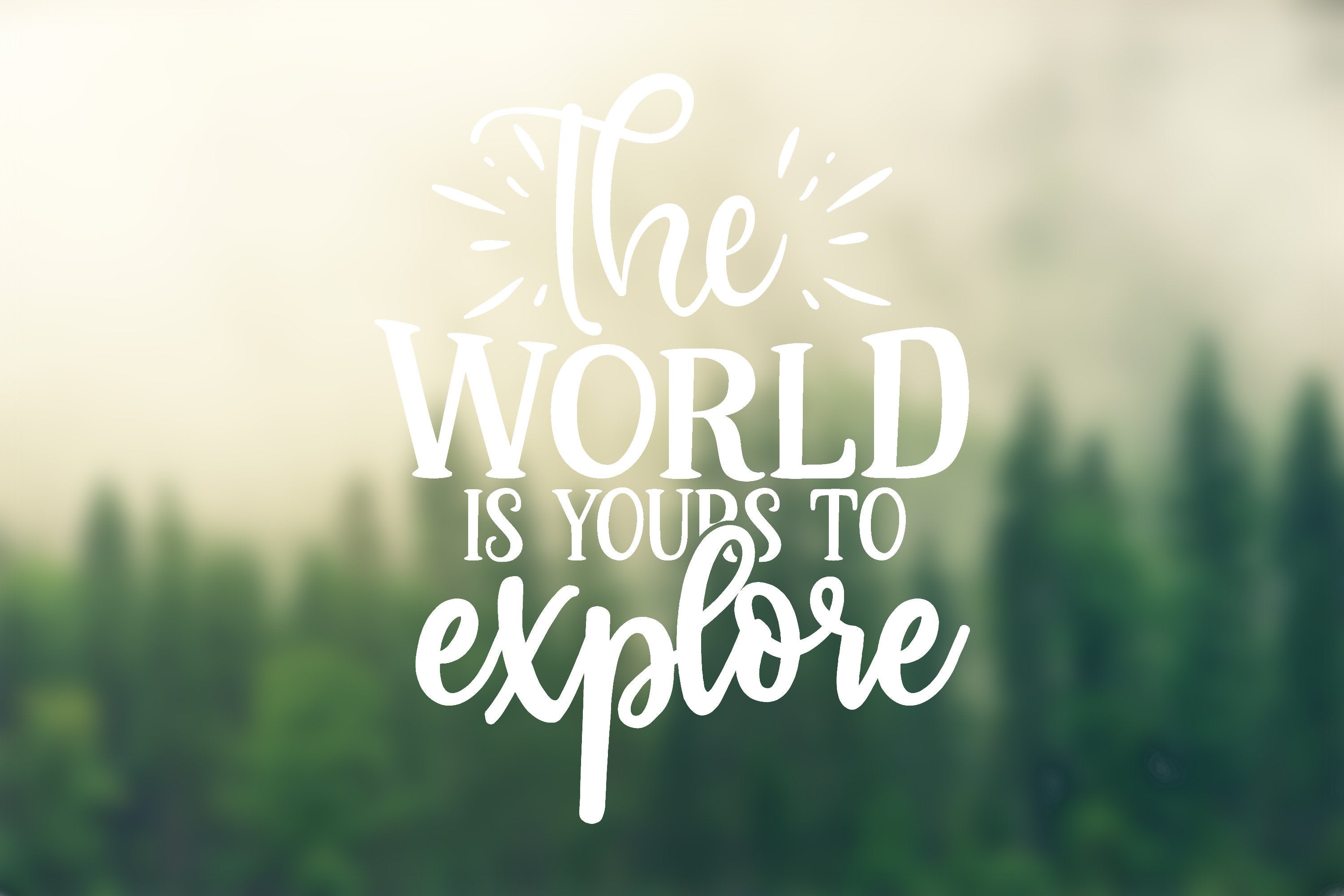 The World is Yours to Explore Vinyl Decal - Aesthetic Travel Adventure Sticker for Laptops, Tumblers, Mugs, Car, Inspirational Saying, Quote