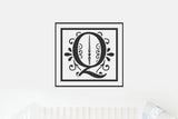 Letter Q Monogram Decal - Sticky Vinyl Sign for Wall Decor, Nursery, Toddler Room, Crib, Kid's Room, Door Decor,