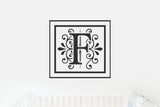 Monogram F Ornamental Vinyl Decal for Wall Decor, Nursery, Toddler Room, Crib, Kid's Room, Door Decor,