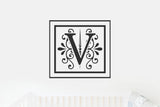 V Monogram Decal - Sticky Vinyl Sign for Wall Decor, Front Door, Entryway, House, Newlywed Gift, Housewarming,