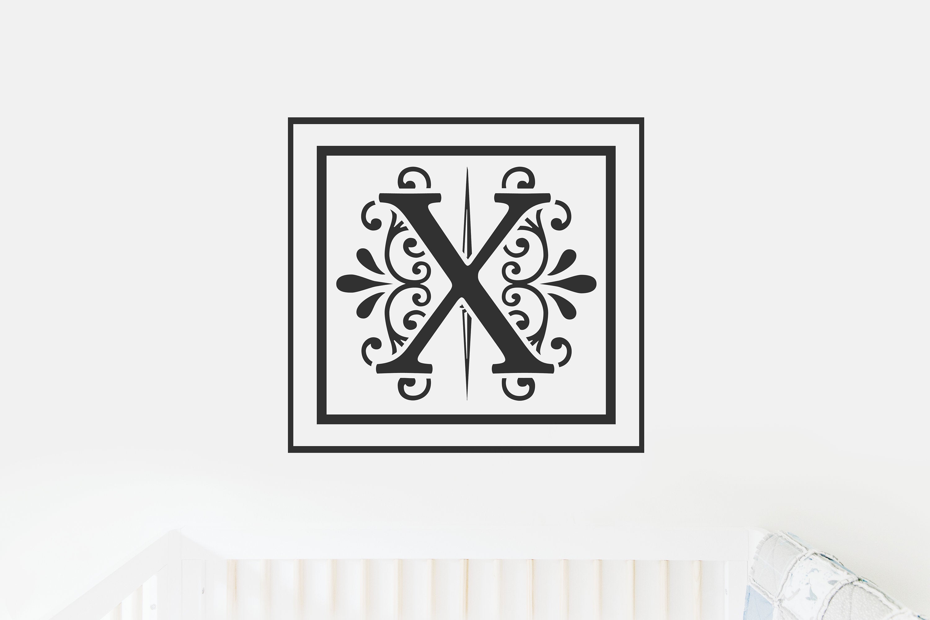X Monogram Decal - Sticky Vinyl Sign for Wall Decor, Front Door, Entryway, House, Newlywed Gift, Housewarming,