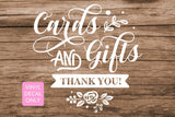 Cards and Gifts Vinyl Decal for DIY Wedding Ceremony & Reception, Event, Party Signs, for Wood, Metal, Glass, Walls, Doors