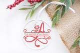 Monogram Round Placecard, Label, Customizable Family Name Clear Round Disc Place card for Wedding, Events - Personalizable Keepsake