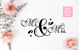 Mr. & Mrs. decal - Permanent Vinyl Decal for Glass, Metal, Wood Signs, and other Smooth Surfaces