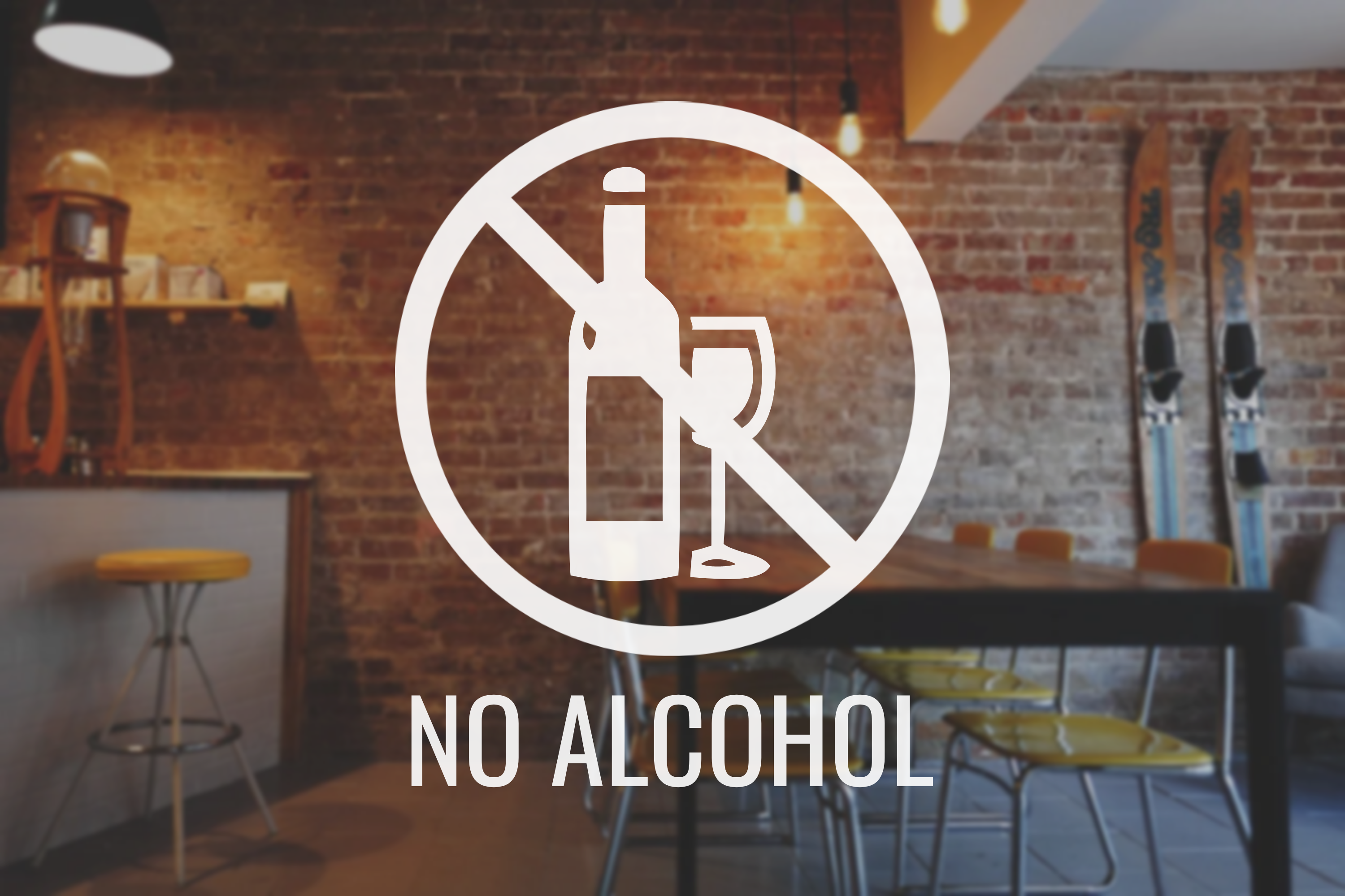 No Alcohol Decal - Vinyl Sticker for Businesses, Stores, Bars, Coffee Shops, Eatery, Cafeteria, Food Truck!