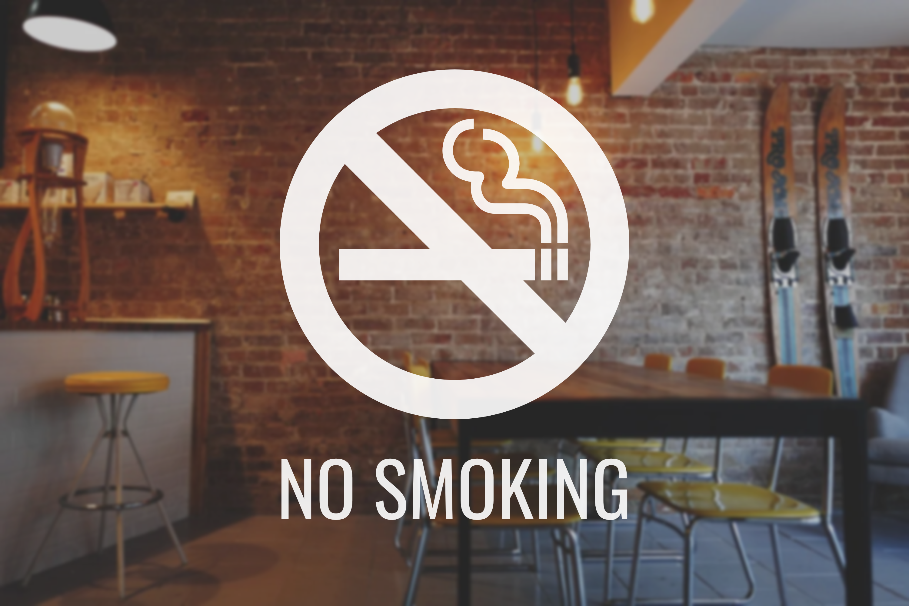No Smoking decal with Symbol - Vinyl Sticker for Businesses, Stores, Bars, Coffee Shops, Eatery, Cafeteria, Food Truck!