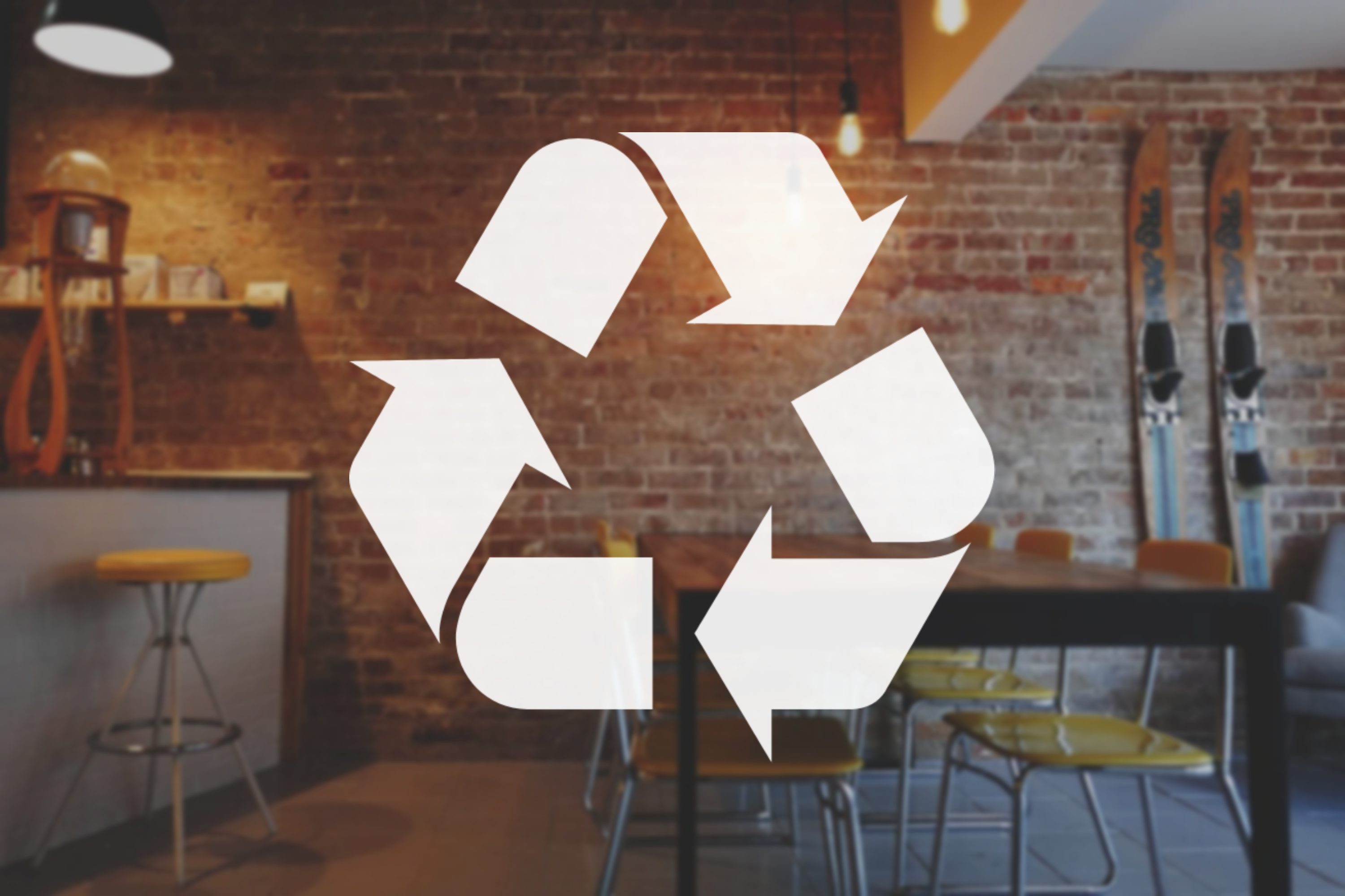 Recycling Symbol Decal - Vinyl Sticker for Businesses, Stores, Bars, Coffee Shops, Eatery, Cafeteria, Food Truck!