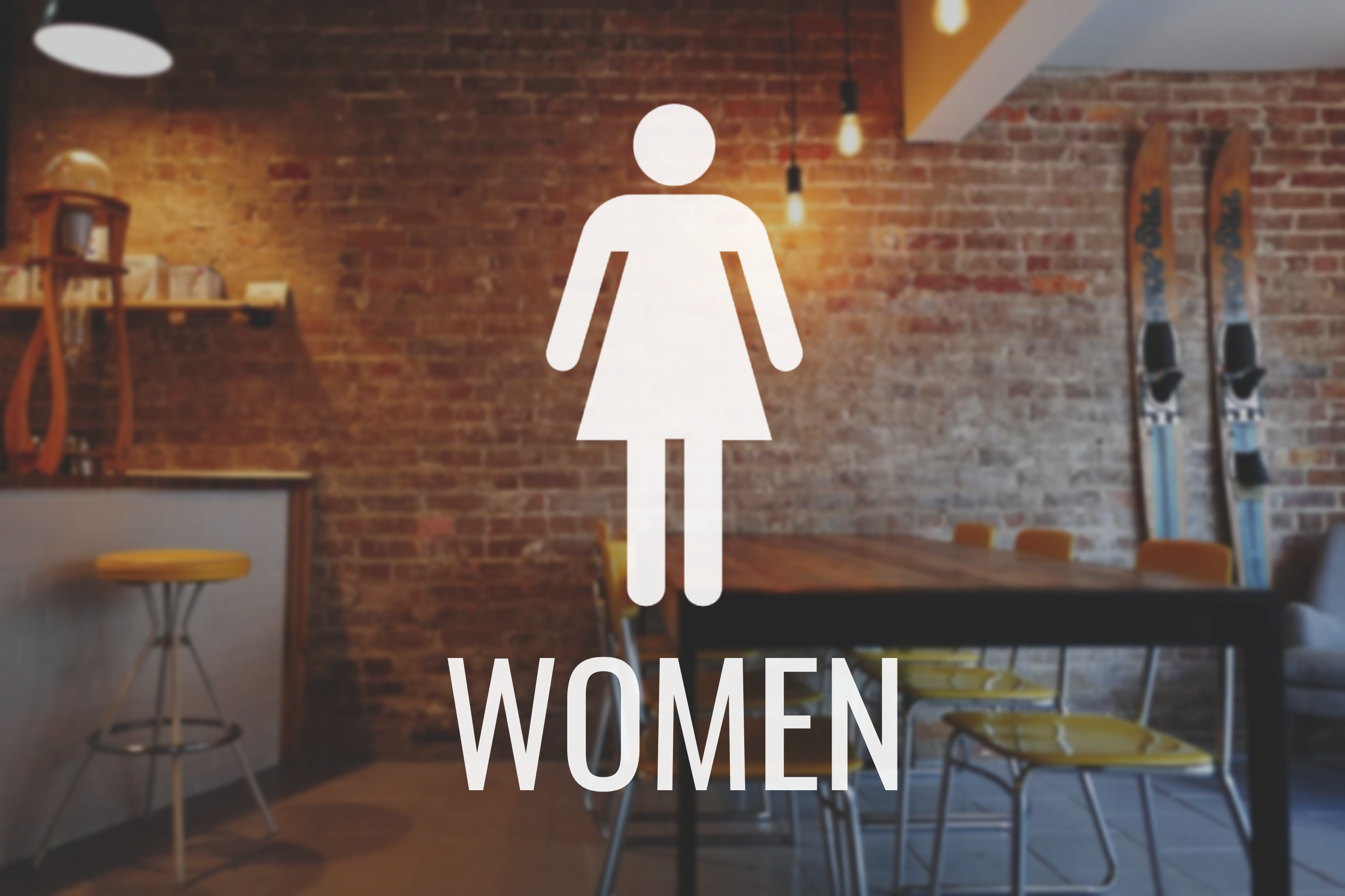 Women Restroom Decal with Symbol - Vinyl Sticker for Businesses, Stores, Bars, Coffee Shops, Eatery, Cafeteria, Food Truck!