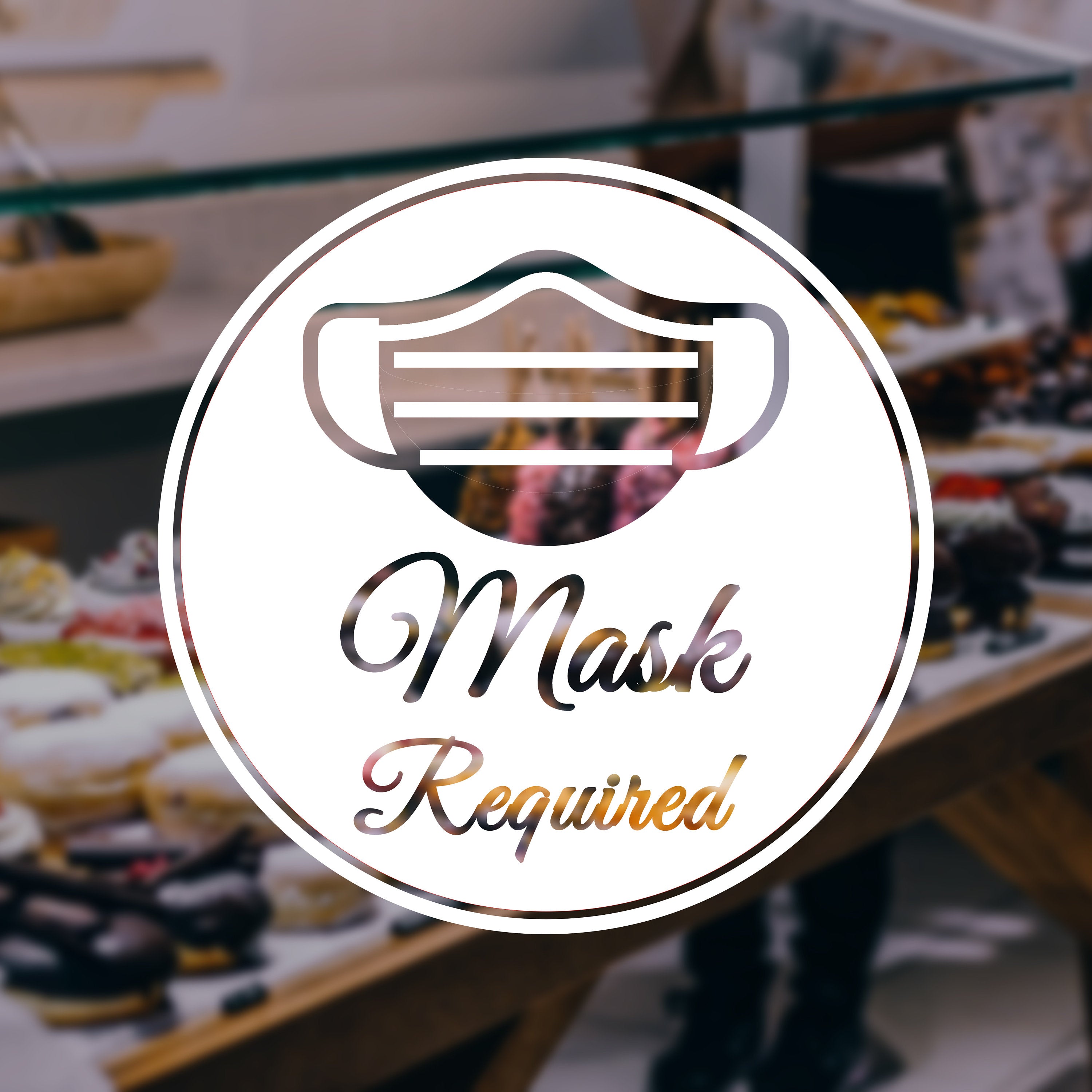 Mask Required - Face Mask Social Distancing Vinyl Decal for Windows, Doors, Walls of Small Businesses, Stores, Shops, Restaurants, and More!