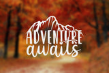 Adventure Awaits Decal Car - Permanent Outdoor-Grade Vinyl Sticker for Vehicles, RV, Camper, Boat, Cars, Trailers, Motorcycles