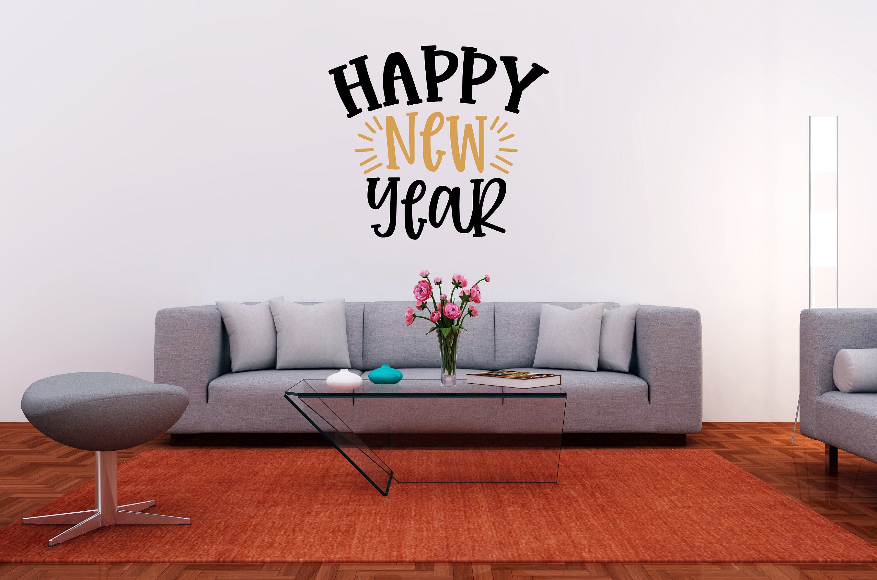 Happy New Year Vinyl Decal for DIY Signs, Walls, Wood, Metal, New Year's Eve Party & Event Decor, Gift,