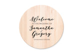 Wedding Welcome Sign - Guestbook Keepsake Round Wooden Plaque Sign with Permanent Vinyl Decal for Ceremony, Reception, Party