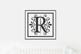 Letter R Monogram Decal - Sticky Vinyl Sign for Wall Decor, Entryway, House, Newlywed Gift, Housewarming,