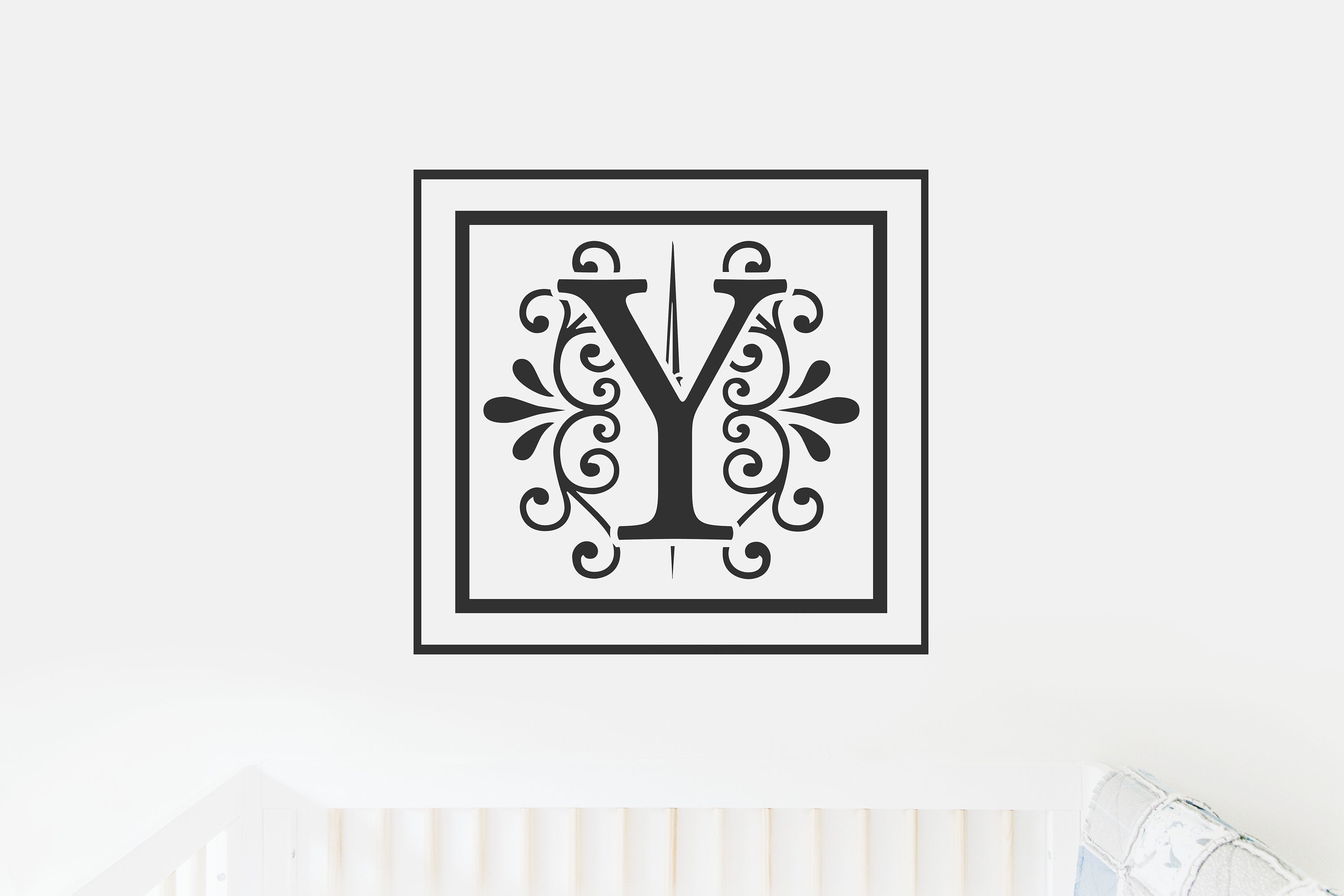 Y Monogram Decal - Sticky Vinyl Sign for Wall Decor, Front Door, Entryway, House, Newlywed Gift, Housewarming,