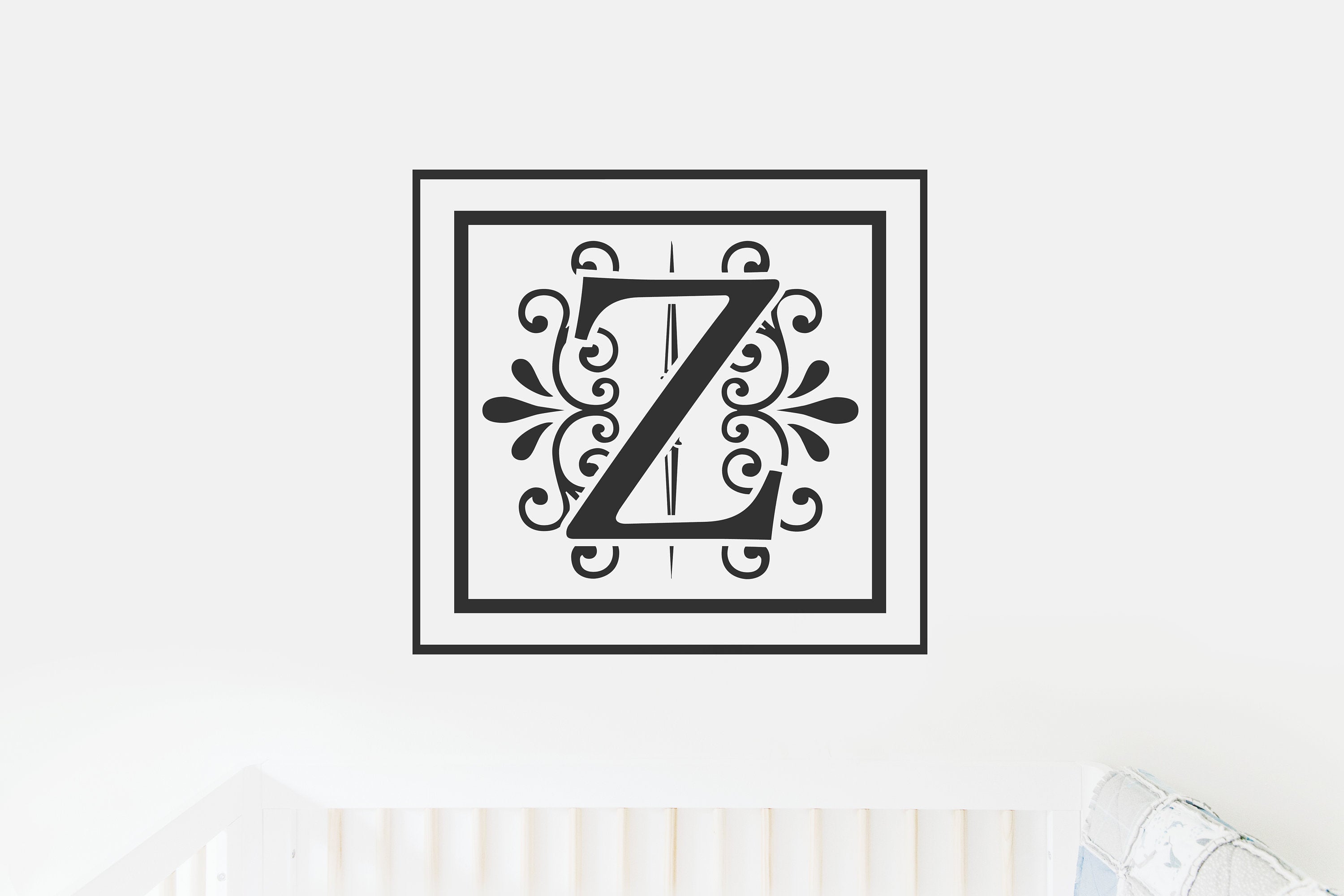 Z Monogram Decal - Sticky Vinyl Sign for Wall Decor, Front Door, Entryway, House, Newlywed Gift, Housewarming,