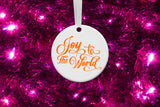 Joy to the World Round Ceramic Ornament for Christmas Holiday - 3 inches