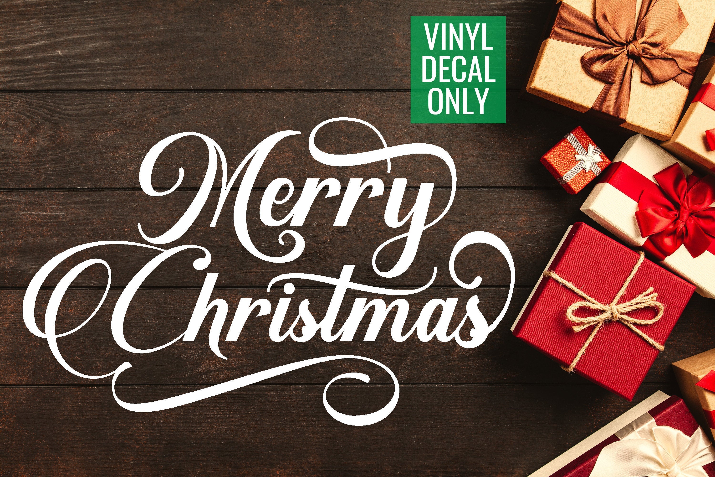 Merry Christmas Vinyl Decal for Signs, Ornaments, Walls, Doors, Glass, Metal, Wood, Decor for Holiday Events,
