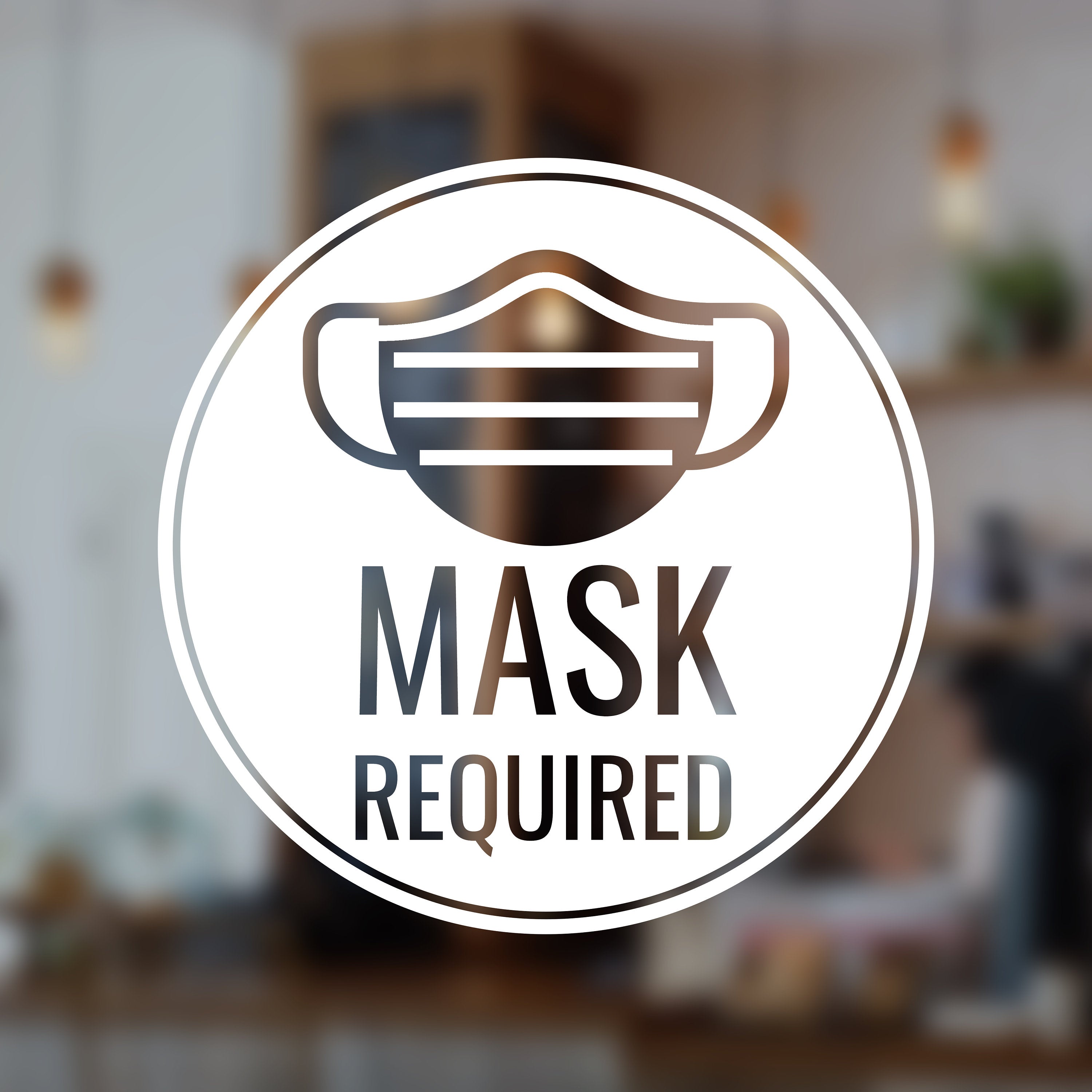 Mask Required Social Distancing Sign - Vinyl Decal for Windows, Doors, Walls of Small Businesses, Stores, Shops, Restaurants, and More!