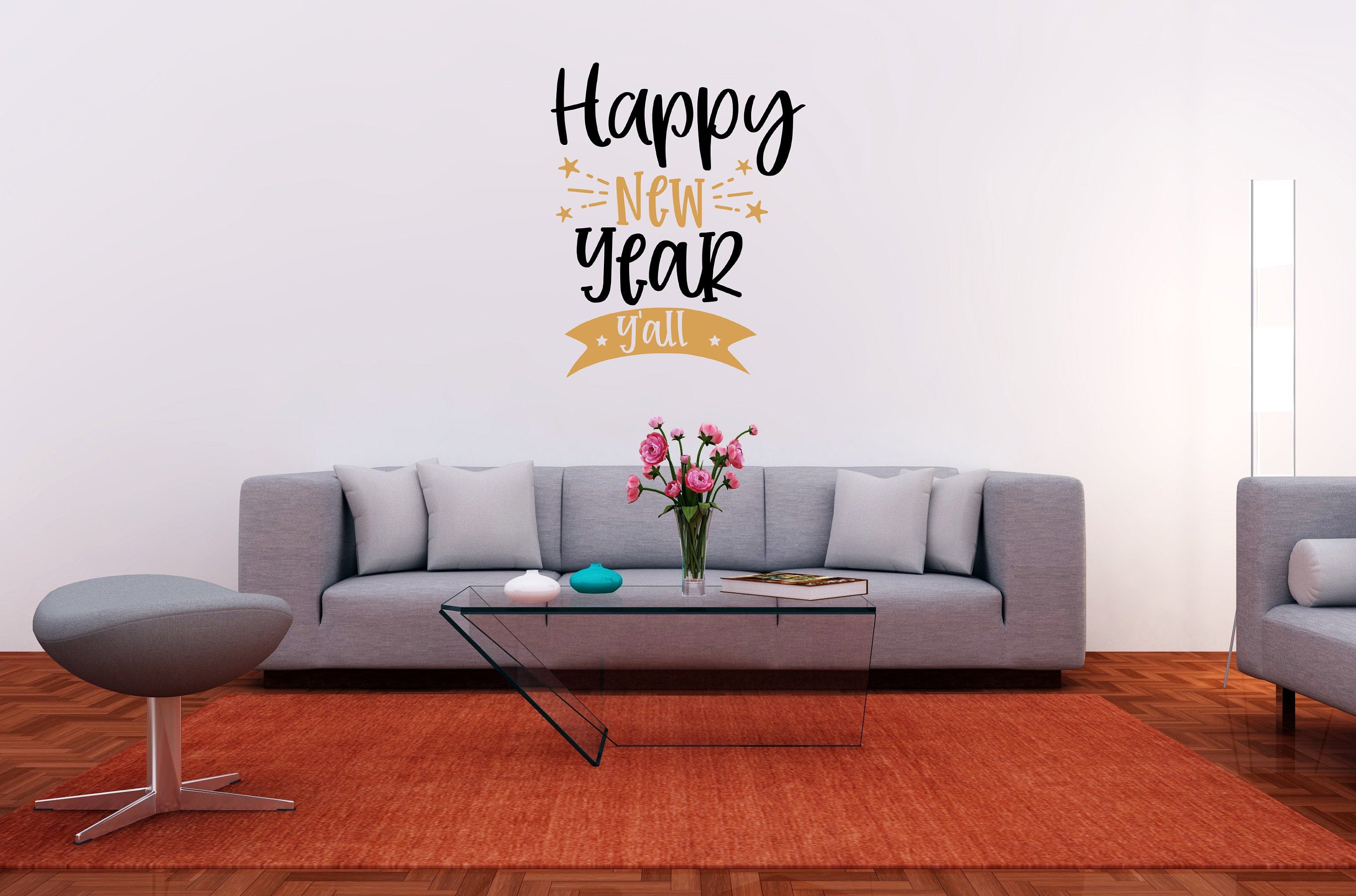 Happy New Year Y'all Vinyl Decal for DIY Signs, Walls, Wood, Metal, New Year's Eve Party & Event Decor, Gift,
