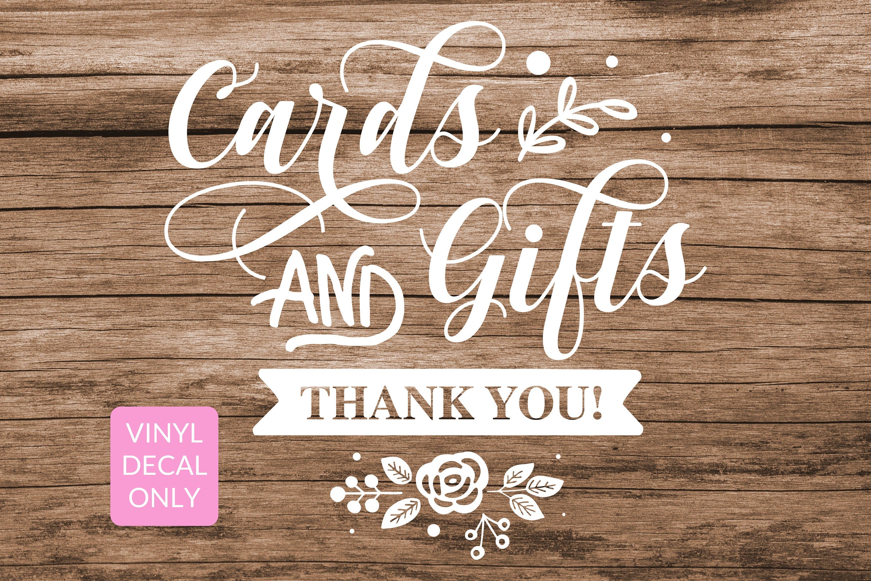 Cards and Gifts Vinyl Decal for DIY Wedding Ceremony & Reception, Event, Party Signs, for Wood, Metal, Glass, Walls, Doors