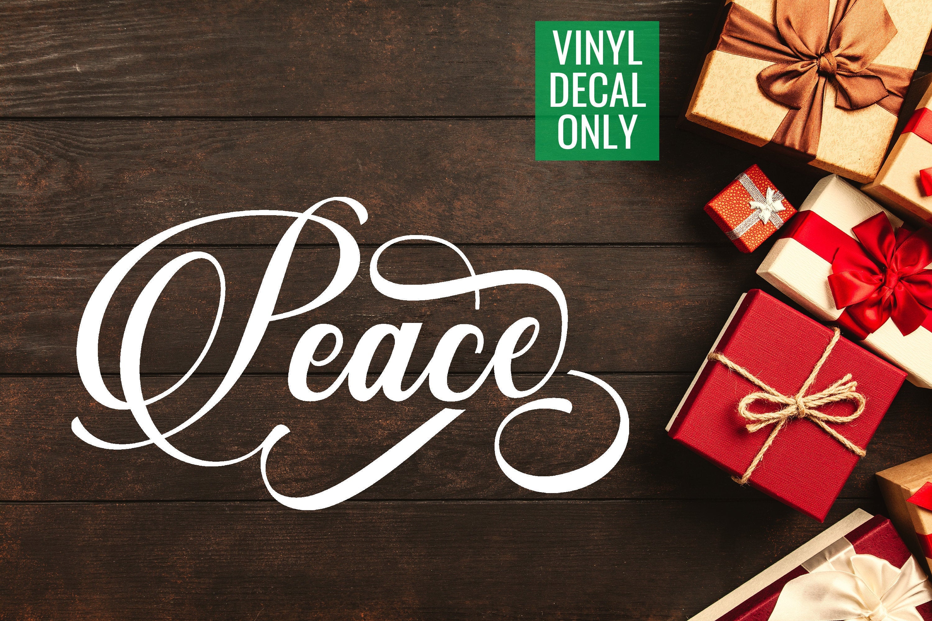 Peace Vinyl Decal for Signs, Ornaments, Walls, Doors, Glass, Metal, Wood, Decor for Holiday Events,