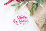 Merry Christmas Ornament - Clear Round Acrylic Flat Disc Hanging Ornament for Home Decor, Holiday Gift, Not Glass