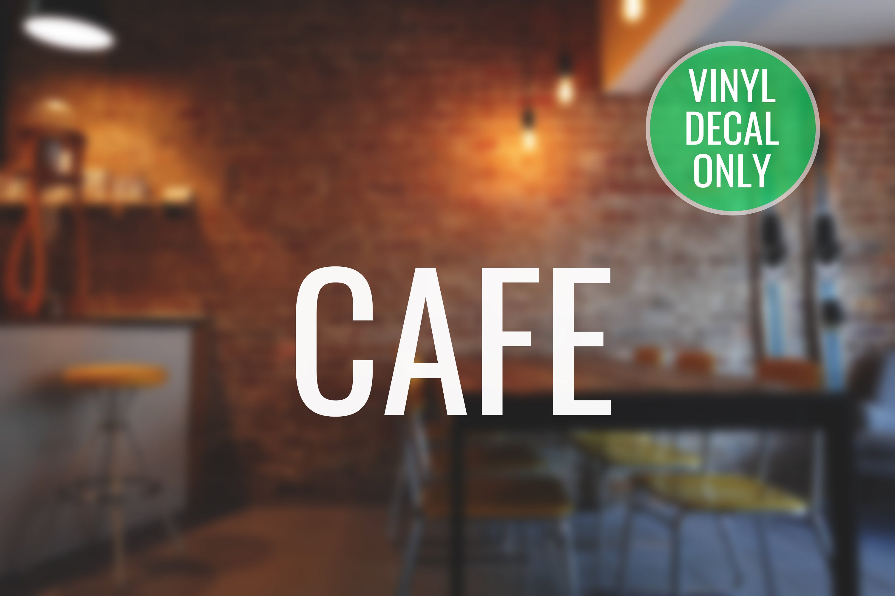 Cafe Decal - Vinyl Decal for Fast food, Cafe, Coffee Bars, Coffee Shops, Bistros, Eatery, Cafeteria, Food Truck, Groceries, Restaurants!