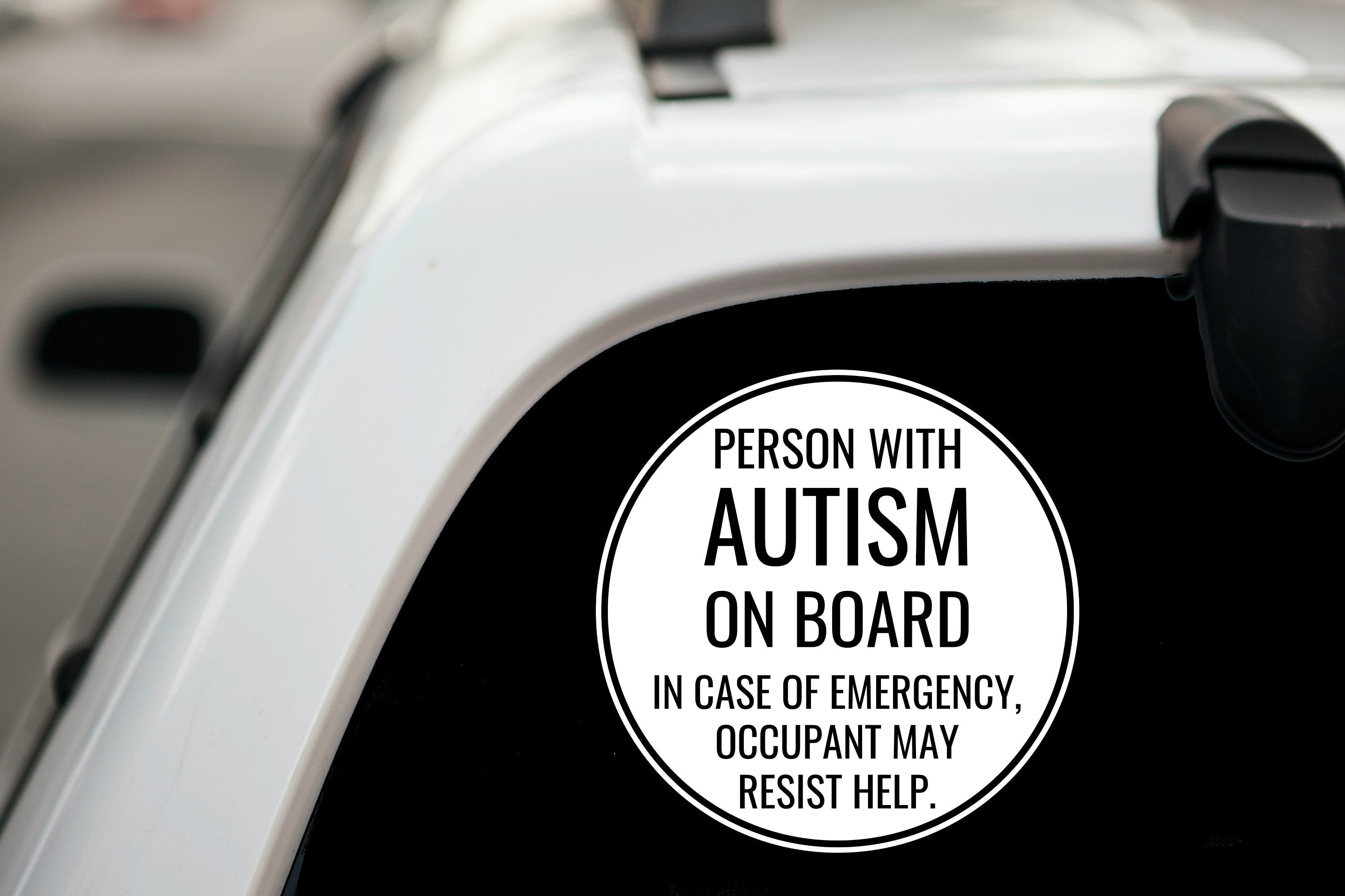 Person with Autism Emergency Car Decal - Person and Child Safety Vinyl Sticker for Vehicles, Trucks